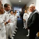 Kong Harald besøkte den australske marinens treningssenter, HMAS Watson. Foto: Lise Åserud, NTB scanpix